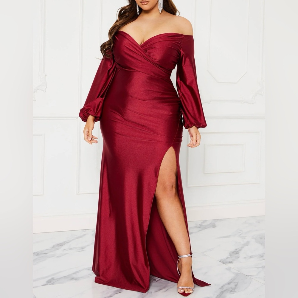 Denise Off Shoulder Maxi Wine Dress